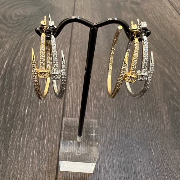 Bundle Deal. 18K White and Yellow Gold Plated Nail earrings. Comes with 2 pairs - Picture 5 of 7